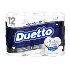 PAPEL HIGIENICO FOLHA DUPLA DUETTO 6 X 12 ROLOS 20M