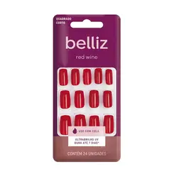 UNHAS POSTICAS  AUTOADESIVAS RED WINE BELLIZ 24UN