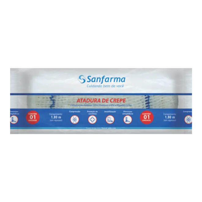 ATADURA DE CREPE SANFARMA  06CM X 1,80M