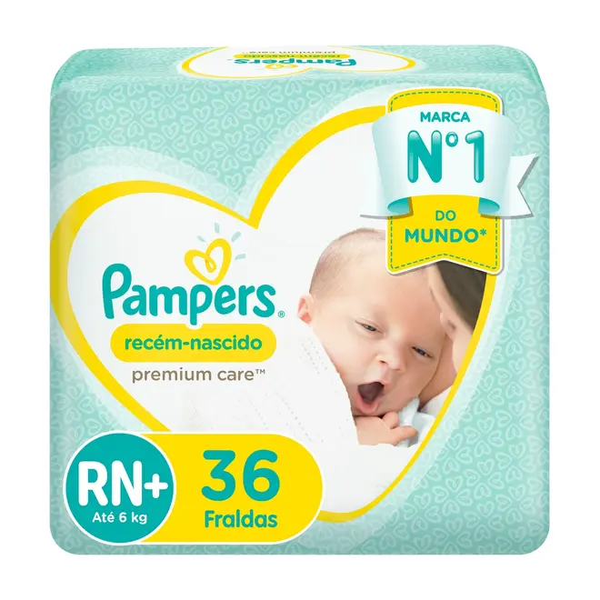 FRALDA PAMPERS PREMIUM CARE RN+ 36 UNIDADES