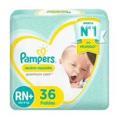 FRALDA PAMPERS PREMIUM CARE RN+ 36 UNIDADES