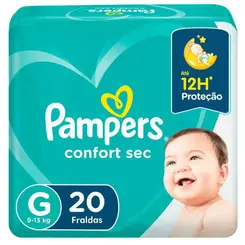 FRALDA PAMPERS CONFORT SEC PACOTAO G COM 20 UN