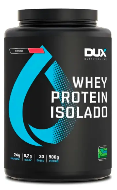 WHEY PROTEIN ISOLADO POTE 900G MORANGO DUX NUTRITION