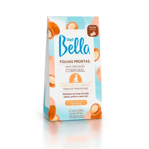 FOLHAS PRONTAS P/ DEPIL CORPORAL BELLA  ARGAN 8 PARES