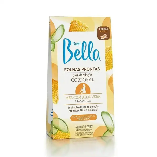 FOLHAS PRONTAS P/ DEPIL CORPORAL BELLA  MEL 8 PARES