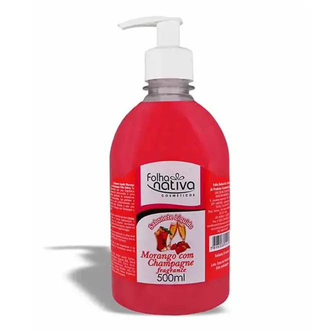 SABONETE LÍQUIDO FOLHA NATIVA MORANGO CHAMPAGNE 500ML