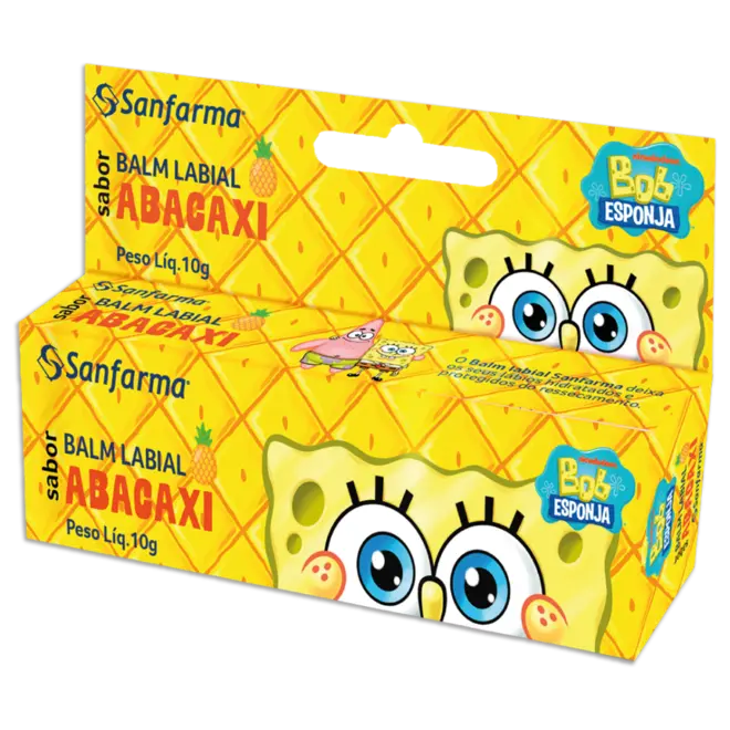 BALM LABIAL SABOR ABACAXI BOB ESPONJA 10G SANFARMA
